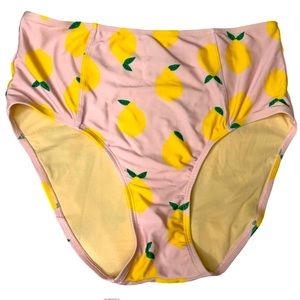 Lime Ricki Pink Lemon Print High Waist Swim Bottom